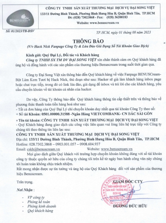 THÔNG BÁO VỀ VIỆC FANPAGE CÔNG TY BỊ HACK & LỪA ĐẢO GIẢ DẠNG SỐ TÀI KHOẢN GIAO DỊCH